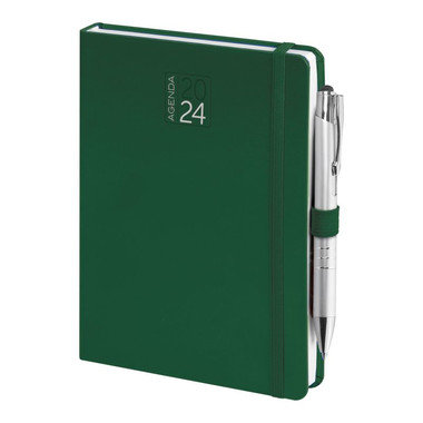 Maxi agenda 2024 settimanale con elastico e portapenna 17x24 verde