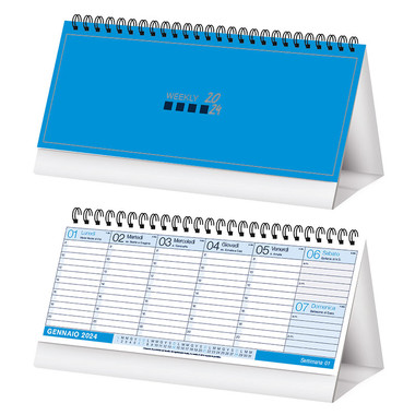 Calendario da tavolo planning settimanale 2024 blu