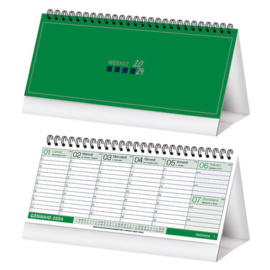Calendario da tavolo planning settimanale 2024 verde