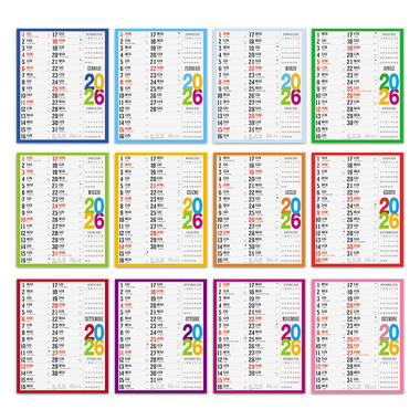 Calendario olandese swedish multicolor 2026 mensiletti