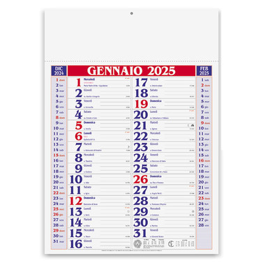 Calendario olandese medio 2025 rosso