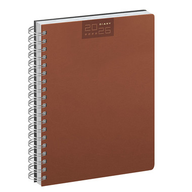 Agenda 2026 giornaliera con spirale 15x21 cuoio