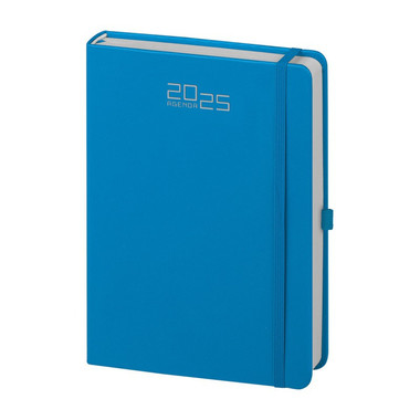 Agenda 2025 giornaliera con elastico e portapenna 15X21 azzurro