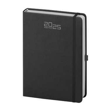 Agenda 2025 giornaliera con elastico e portapenna 15X21 nero