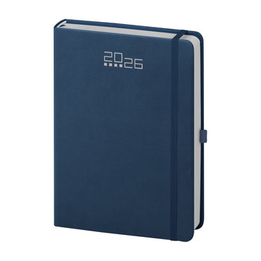 Agenda 2026 giornaliera con elastico e portapenna 15X21 blu