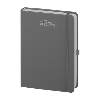 Agenda 2026 giornaliera con elastico e portapenna 15X21 grigio scuro