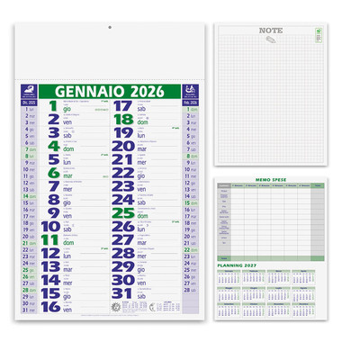 Calendario olandese classico 2026 verde - dettaglio