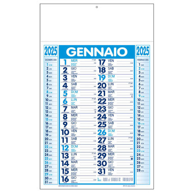 Calendario trimestrale olandese 2025 blu