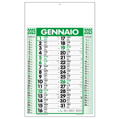 Calendario trimestrale olandese 2025 verde