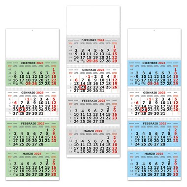 Calendario quadrittico 4 spirali 2025