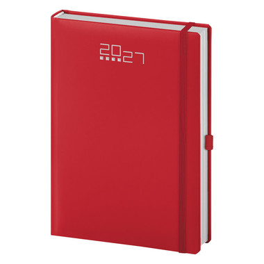 Agenda 2027 giornaliera con elastico e portapenna 15X21 rosso