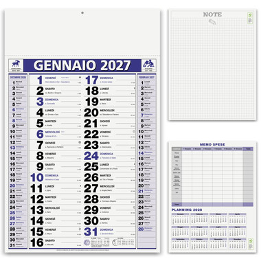 Calendario olandese classic notes 2027 blu dettaglio 1