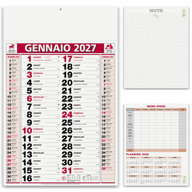 Calendario olandese classic notes 2027 rosso dettaglio 1