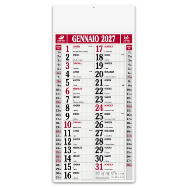 Calendario olandese magnum quadrettato 2027 rosso