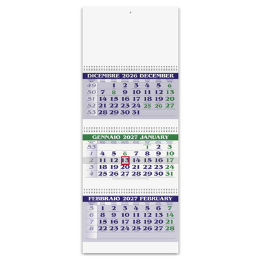 Calendario trittico 3 spirali 2027 verde