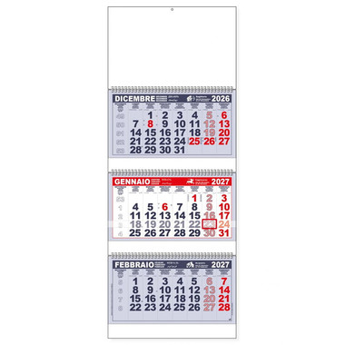 Calendario trittico 3 spirali e interspazi 2027 dettaglio 1