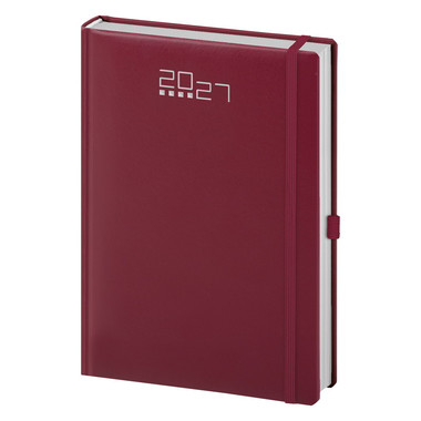 Agenda 2027 giornaliera con elastico e portapenna 15X21 bordeaux