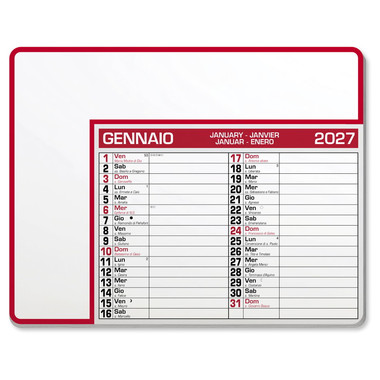 Tappetino mouse con calendario 2027 rosso