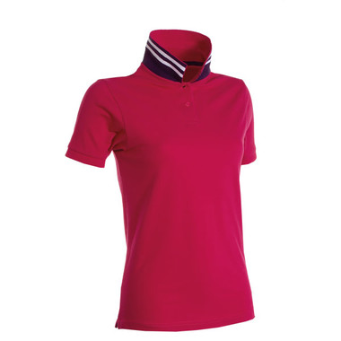 Polo piquet da donna, retro collo a righe bicolore