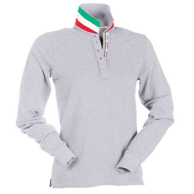 Polo piquet da donna a manica lunga, retro collo tricolore Long Nation Lady Payper