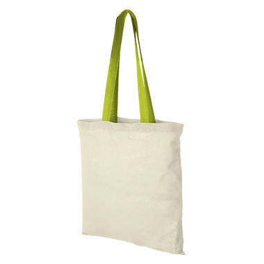 Borsa shopper in cotone con manici lunghi colorati personalizzabile
