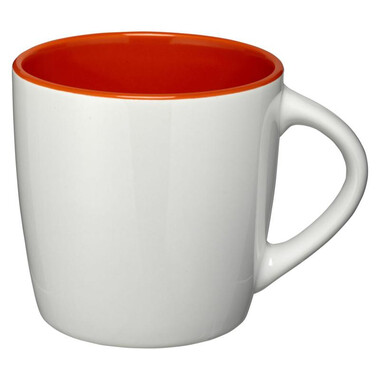 Tazza in ceramica lucida - colore Bianco/Arancio