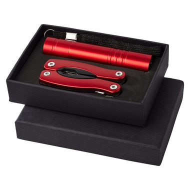 Set regalo coltello 11 funzioni e torcia - colore Rosso