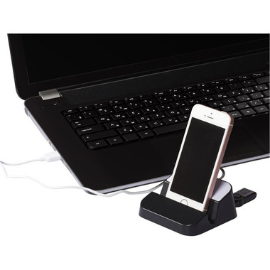 Hub USB con supporto per cellulare - colore Nero