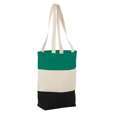 Shopper tre colori in cotone pesante - colore Naturale/Verde