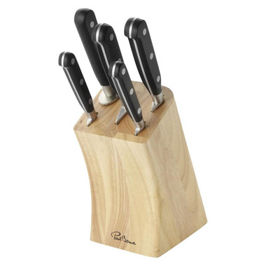 Ceppo coltelli da 5 pezzi - colore Nero/Legno