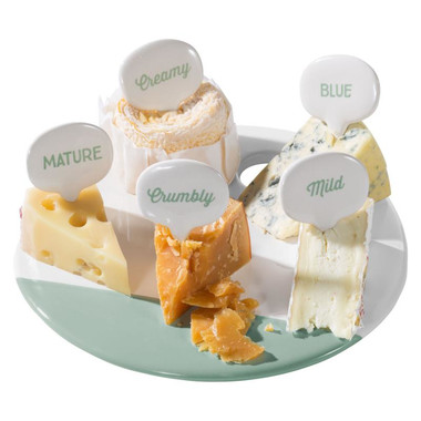 Vassoio per formaggi in ceramica personalizzabile - colore Bianco/Verde