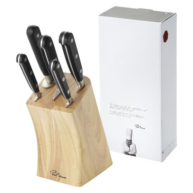 Ceppo coltelli da 5 pezzi - colore Nero/Legno