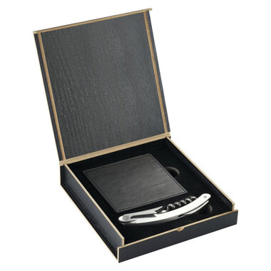 Set sottobicchieri 4 pezzi con cavatappi - colore Nero