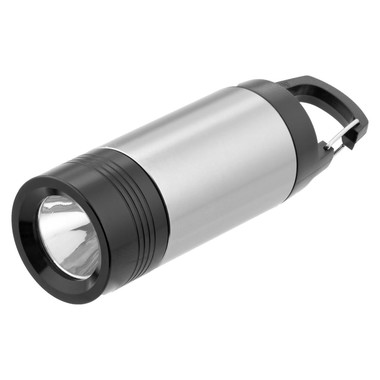 Torcia mini lanterna con moschettone - colore Argento/Nero