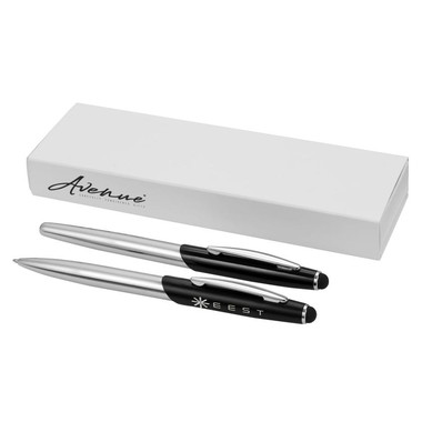 Set penna a sfera e penna roller con touch - colore Argento/Nero