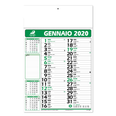 Calendario olandese quadrimensile 2020