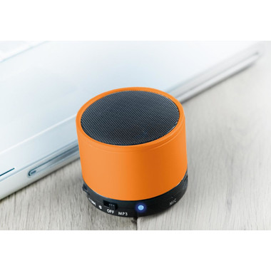 Bluetooth tondo con cavo AUX e porta USB colore arancio