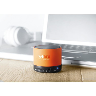 Bluetooth tondo con cavo AUX e porta USB colore arancio