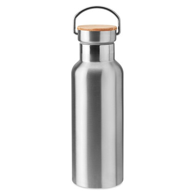 Borraccia doppio strato da 500ml in acciaio inox colore argento opaco