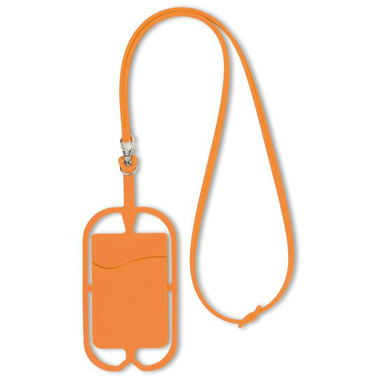 Porta smartphone da collo in silicone colore arancio