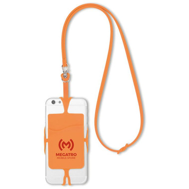 Porta smartphone da collo in silicone colore arancio