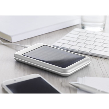 Power bank solare 4000 mAh per emergenze colore argento opaco
