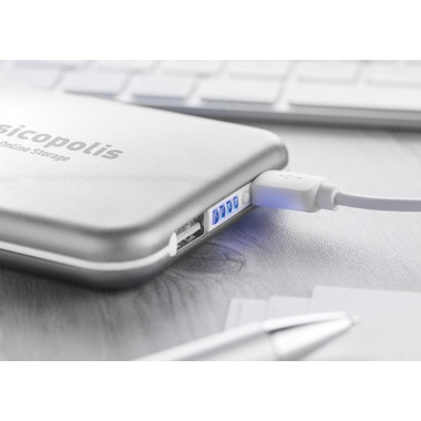 Power bank solare 4000 mAh per emergenze colore argento opaco