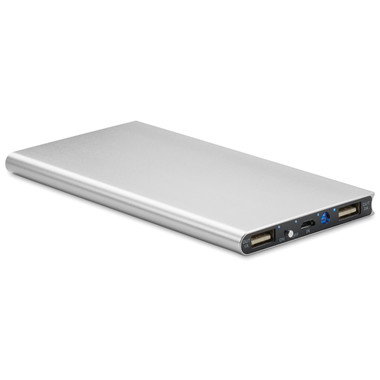Power bank solare 8000 mAh in alluminio colore argento opaco