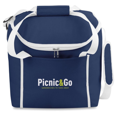 Borsa frigo in poliestere e bordi in contrasto colore blu