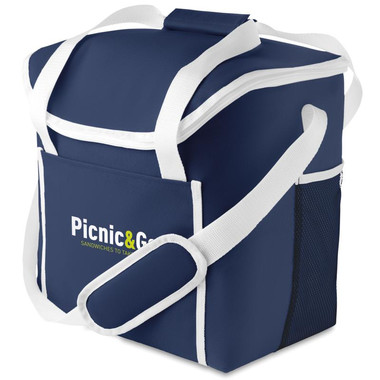Borsa frigo in poliestere e bordi in contrasto colore blu