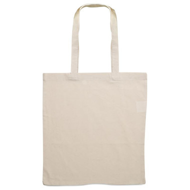 Shopper in cotone con manici lunghi colore beige