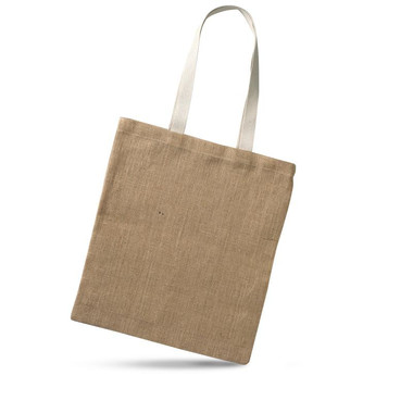 Shopper in juta con manici di cotone colore beige