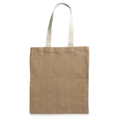 Shopper in juta con manici di cotone colore beige