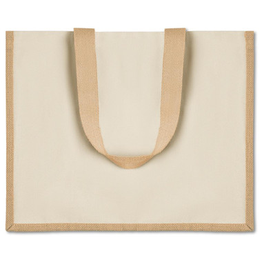 Shopperin in juta e canvas con interno laminato colore beige